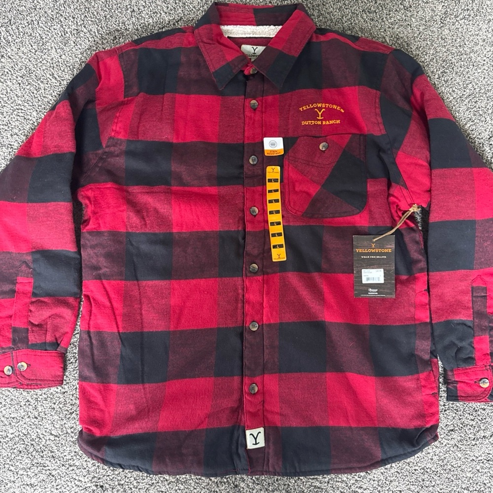 Yellowstone Flannel Shirt Jacket w/Sherpa Lining Large